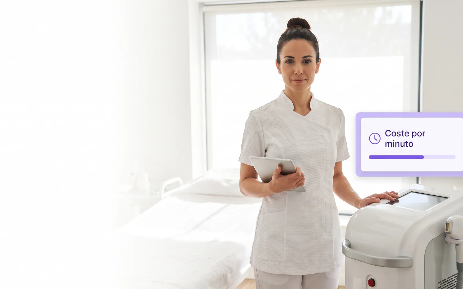 Aesthetician tracking cost per minute and real usage of her diode machine
